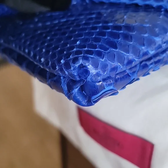 Valentino Blue Snakeskin Clutch - Picture 10 of 13